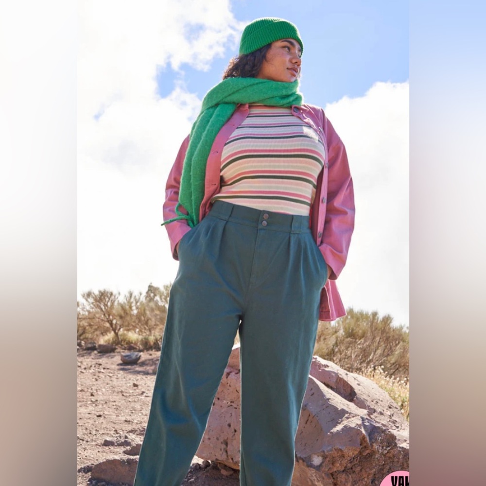 Lucy & Yak Addison Tapered Jeans: Organic Twill - Posy Green